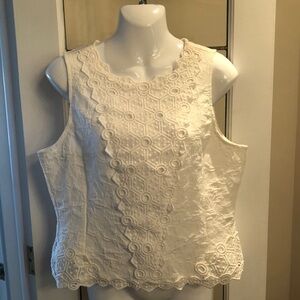 Women's Lace-Front Sleeveless Top - White
